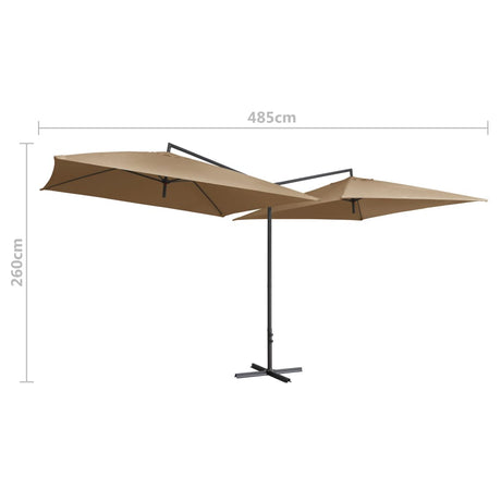 Parasol dubbel met stalen paal 250x250 cm taupe - AllerleiShop