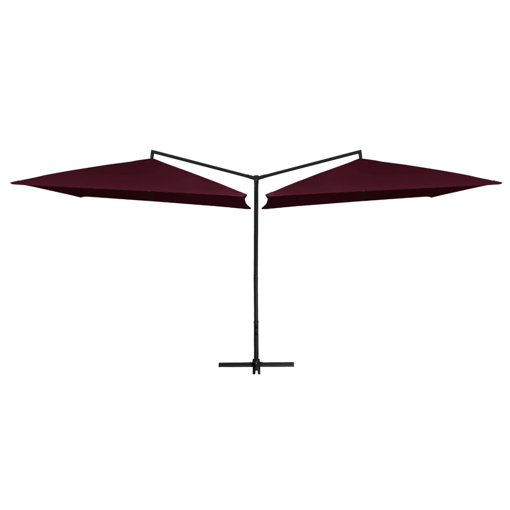 Parasol dubbel met stalen paal 250x250 cm bordeauxrood - AllerleiShop