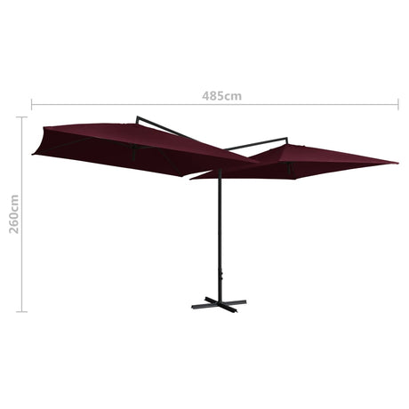 Parasol dubbel met stalen paal 250x250 cm bordeauxrood - AllerleiShop