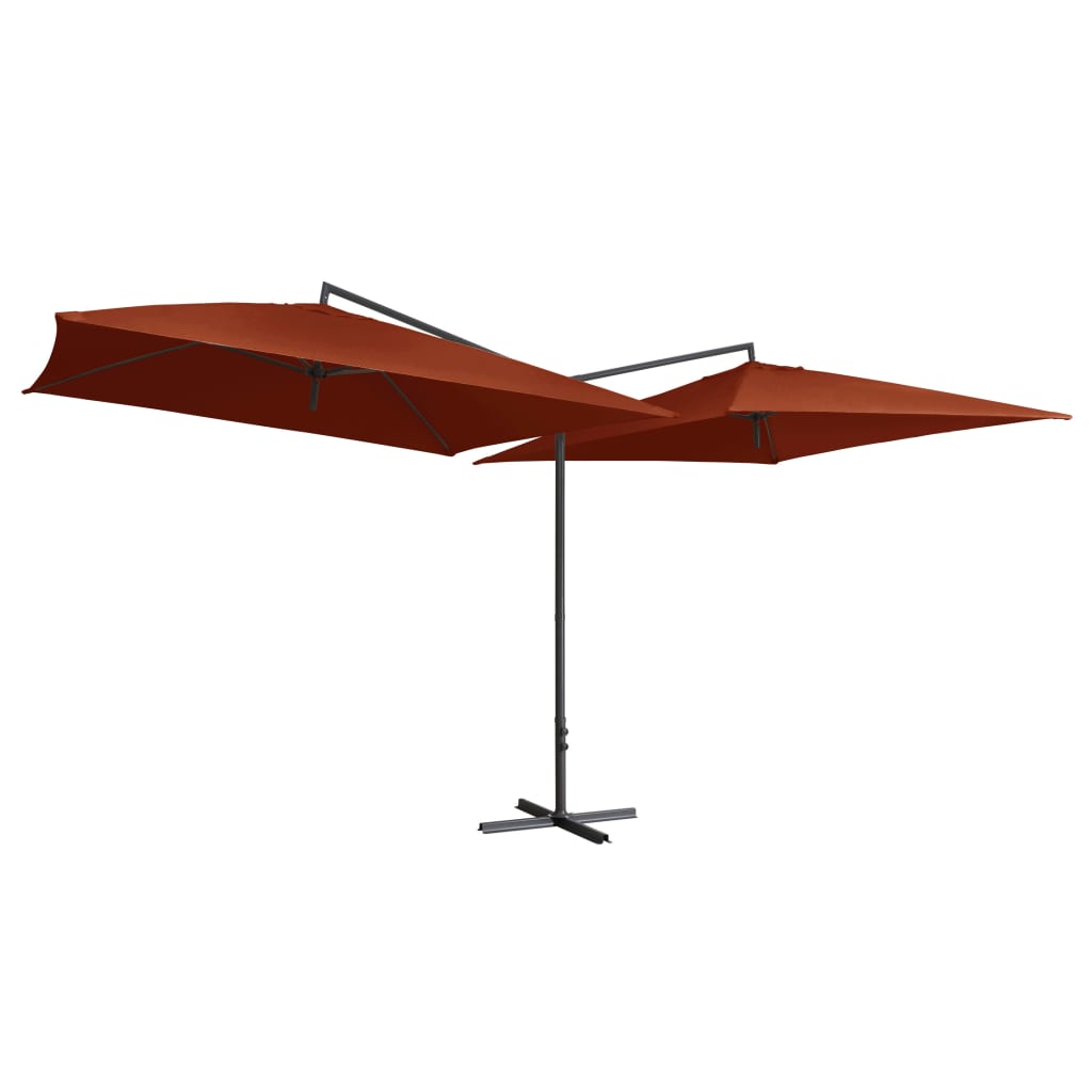 Parasol dubbel met stalen paal 250x250 cm terracottakleurig - AllerleiShop