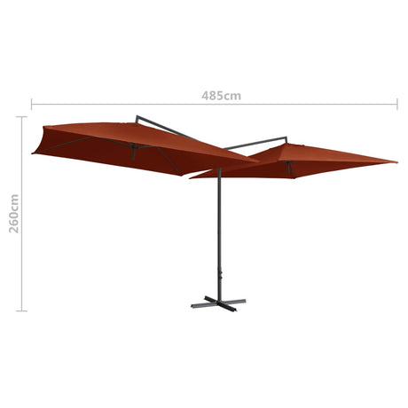 Parasol dubbel met stalen paal 250x250 cm terracottakleurig - AllerleiShop