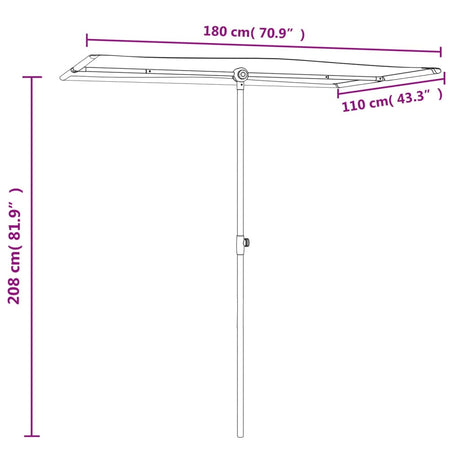 Parasol met aluminium paal 180x110 cm zwart - AllerleiShop