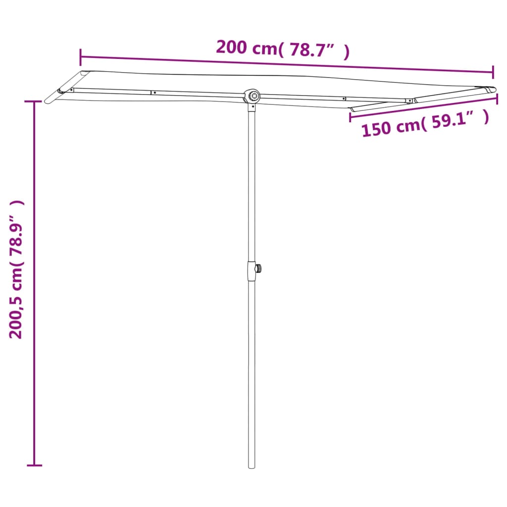 Parasol met aluminium paal 2x1,5 m zandwit - AllerleiShop