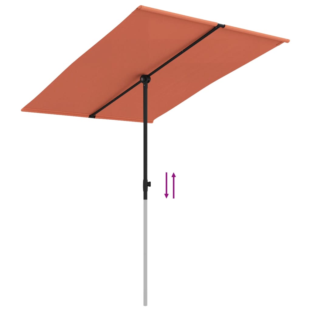 Parasol met aluminium paal 2x1,5 m terracottakleurig - AllerleiShop