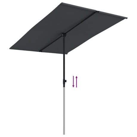 Parasol met aluminium paal 2x1,5 m zwart - AllerleiShop