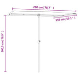 Parasol met aluminium paal 2x1,5 m zwart - AllerleiShop