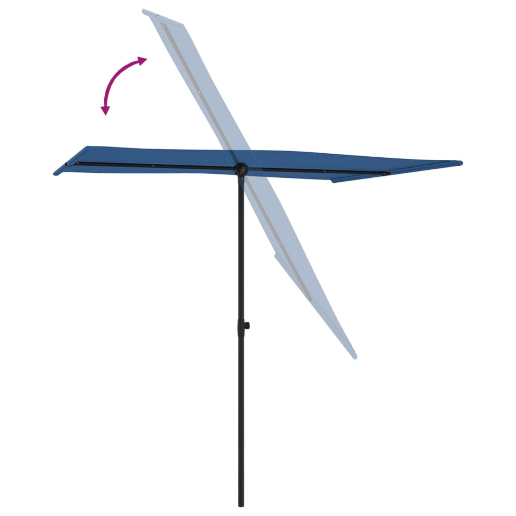 Parasol met aluminium paal 2x1,5 m azuurblauw - AllerleiShop