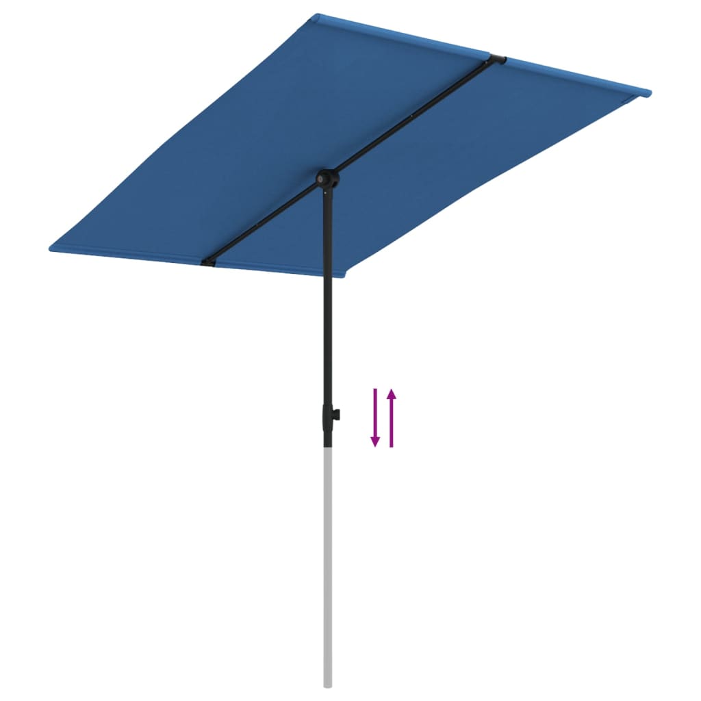 Parasol met aluminium paal 2x1,5 m azuurblauw - AllerleiShop