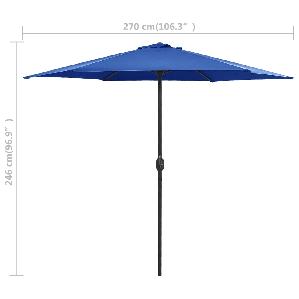 Parasol met aluminium paal 270x246 cm azuurblauw - AllerleiShop