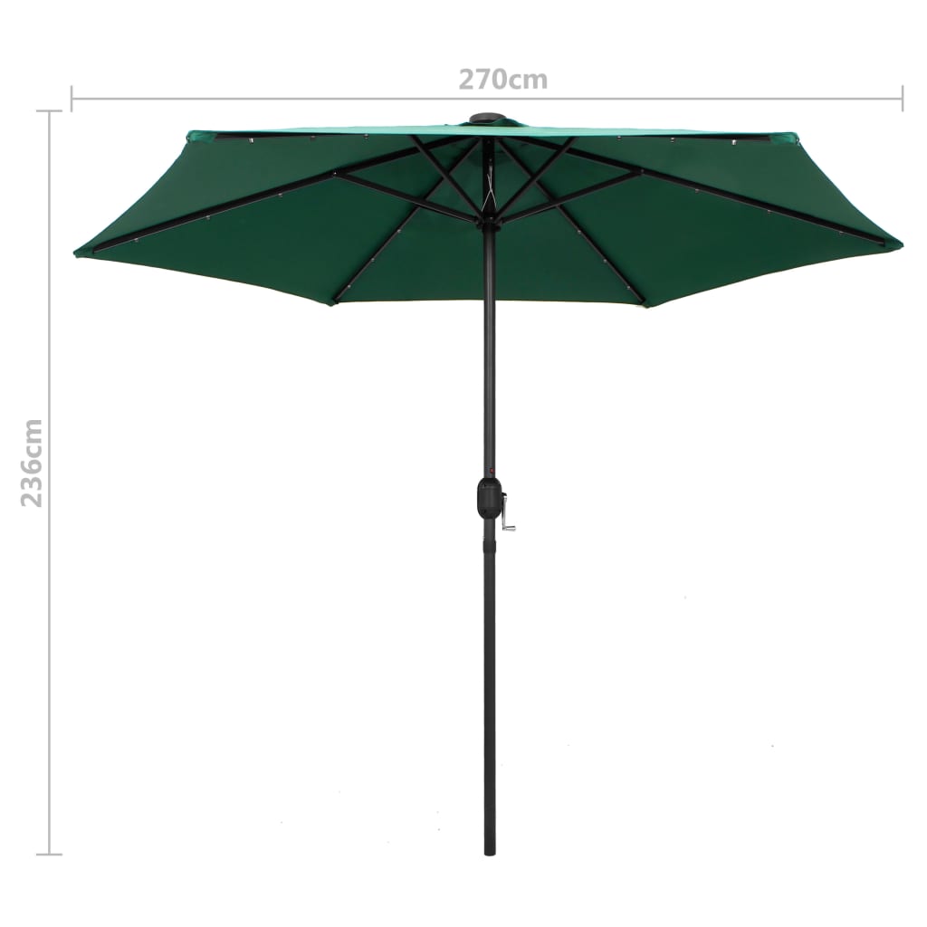 Parasol met LED-verlichting en aluminium paal 270 cm groen - AllerleiShop