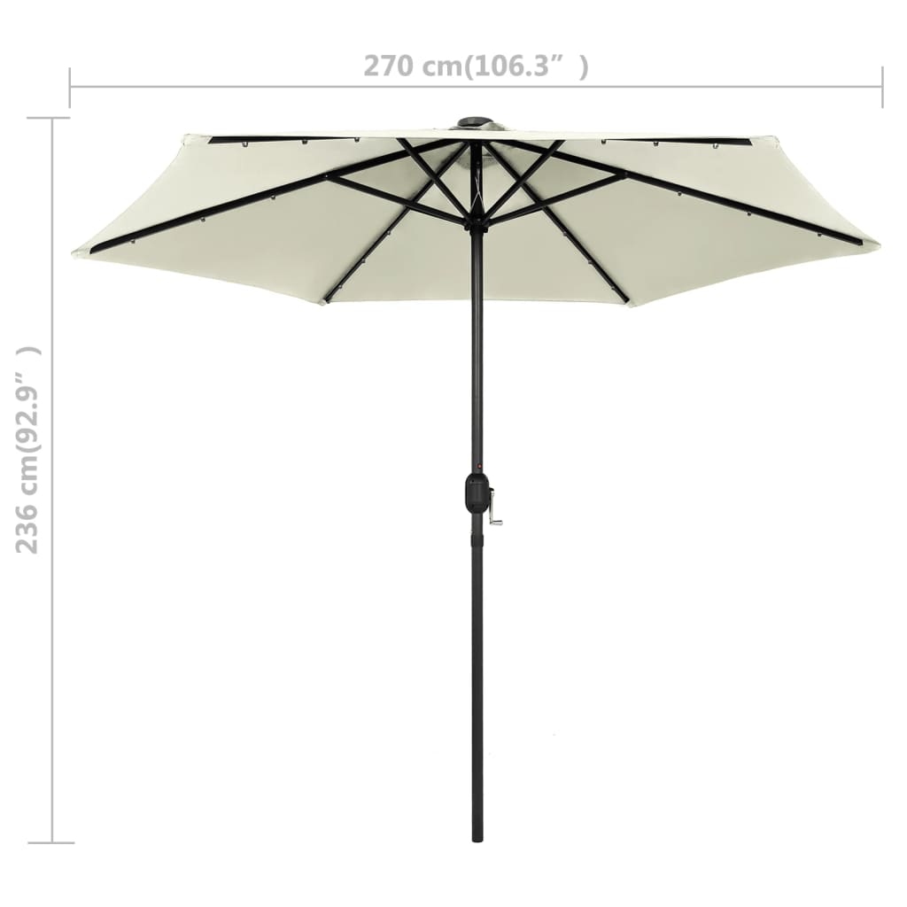 Parasol met LED-verlichting en aluminium paal 270 cm zandwit - AllerleiShop