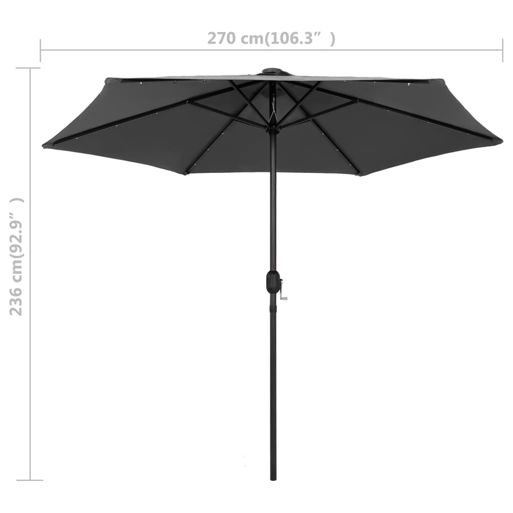 Parasol met LED-verlichting en aluminium paal 270 cm antraciet - AllerleiShop