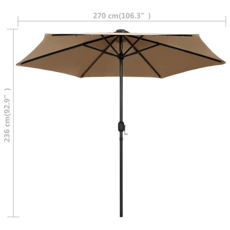 Parasol met LED-verlichting en aluminium paal 270 cm taupe - AllerleiShop