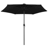 Parasol met LED-verlichting en aluminium paal 270 cm zwart - AllerleiShop