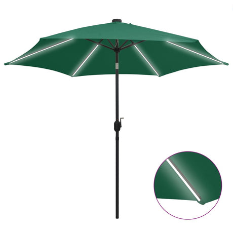 Parasol met LED-verlichting en aluminium paal 300 cm groen - AllerleiShop