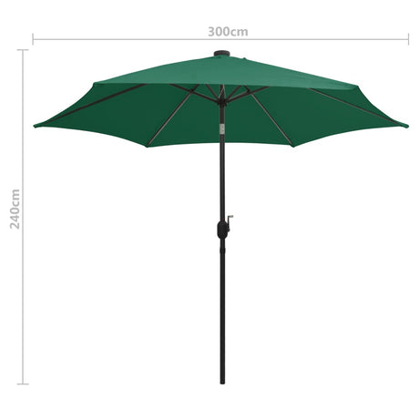 Parasol met LED-verlichting en aluminium paal 300 cm groen - AllerleiShop