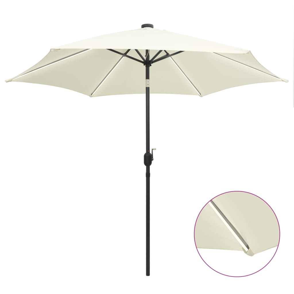 Parasol met LED-verlichting en aluminium paal 300 cm zandwit - AllerleiShop