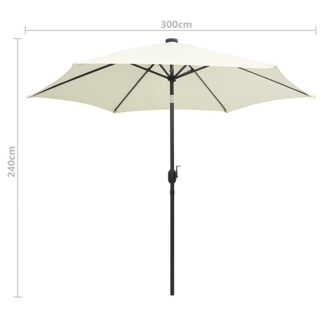 Parasol met LED-verlichting en aluminium paal 300 cm zandwit - AllerleiShop