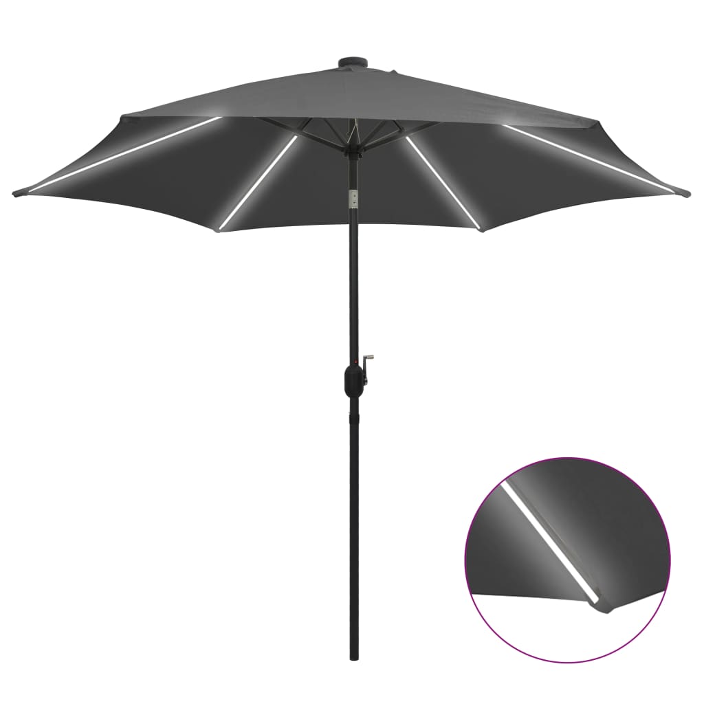 Parasol met LED-verlichting en aluminium paal 300 cm antraciet - AllerleiShop