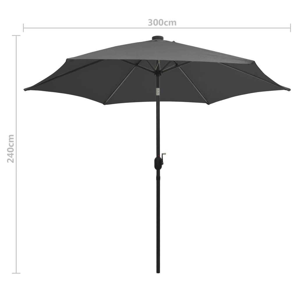 Parasol met LED-verlichting en aluminium paal 300 cm antraciet - AllerleiShop