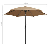 Parasol met LED-verlichting en aluminium paal 300 cm taupe - AllerleiShop