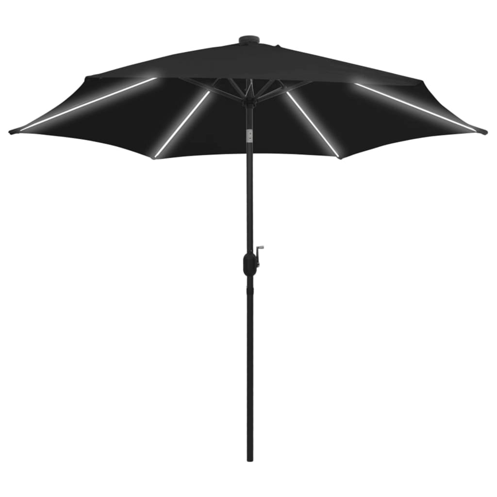 Parasol met LED-verlichting en aluminium paal 300 cm zwart - AllerleiShop