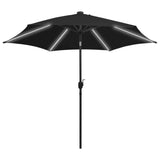 Parasol met LED-verlichting en aluminium paal 300 cm zwart - AllerleiShop