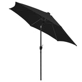 Parasol met LED-verlichting en aluminium paal 300 cm zwart - AllerleiShop