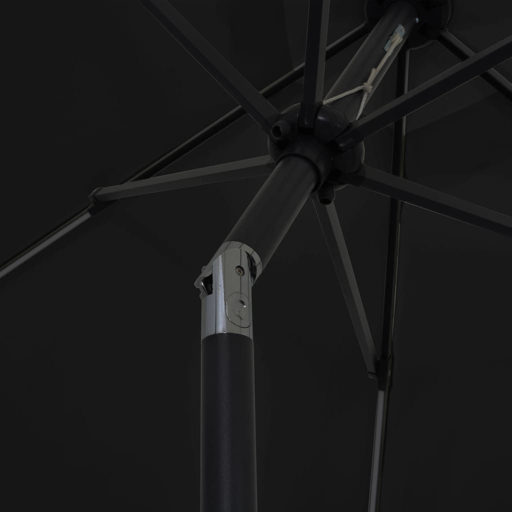 Parasol met LED-verlichting en aluminium paal 300 cm zwart - AllerleiShop