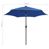 Parasol met LED-verlichting en aluminium paal 300 cm azuurblauw - AllerleiShop