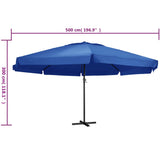 Parasol met aluminium paal 500 cm azuurblauw - AllerleiShop