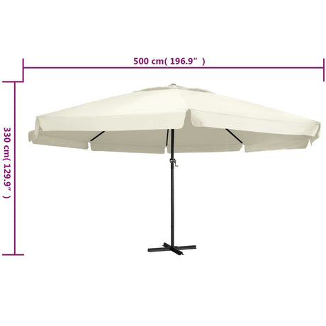 Parasol met aluminium paal 600 cm zandwit - AllerleiShop