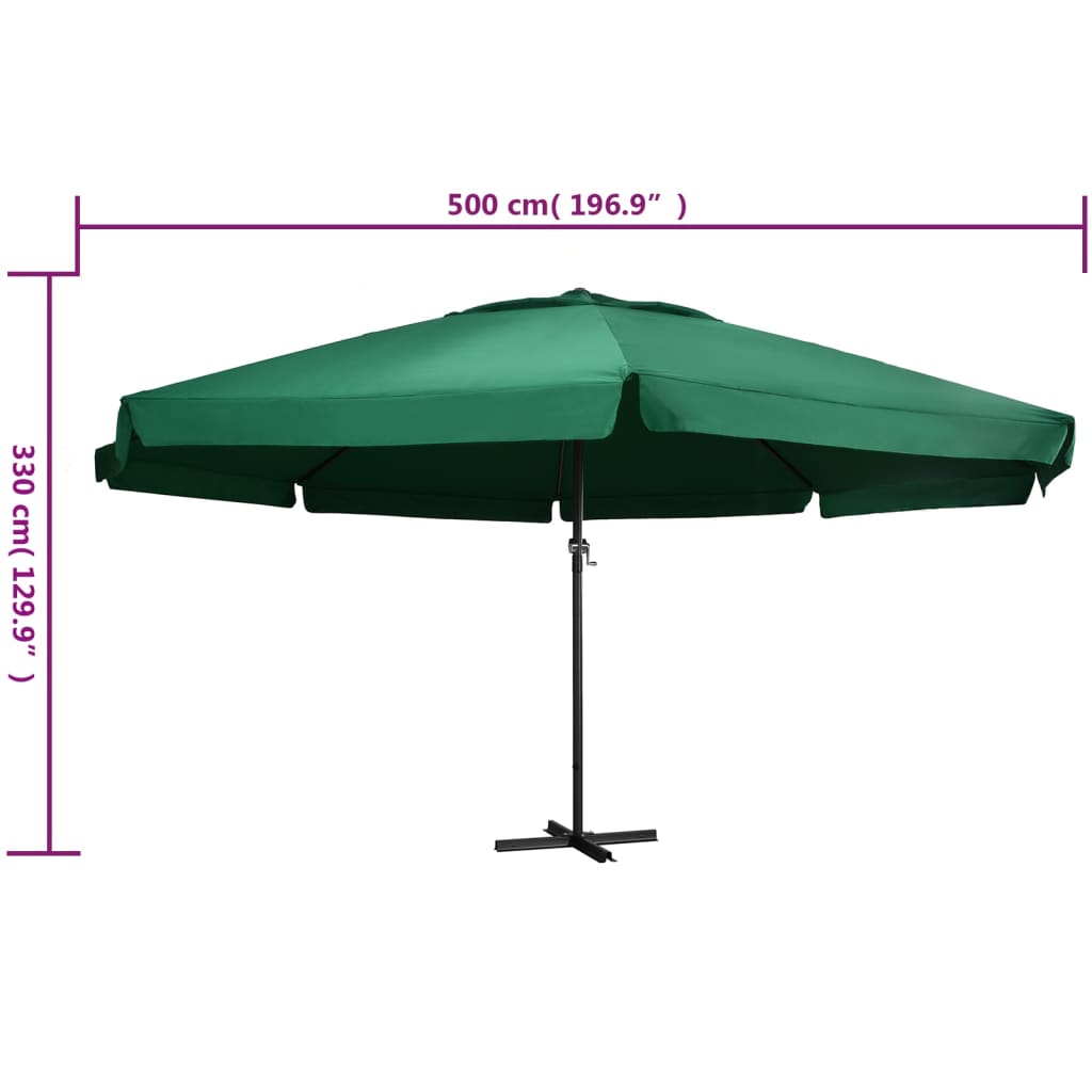 Parasol met aluminium paal 600 cm groen