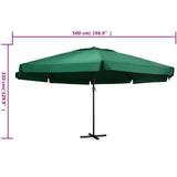 Parasol met aluminium paal 600 cm groen