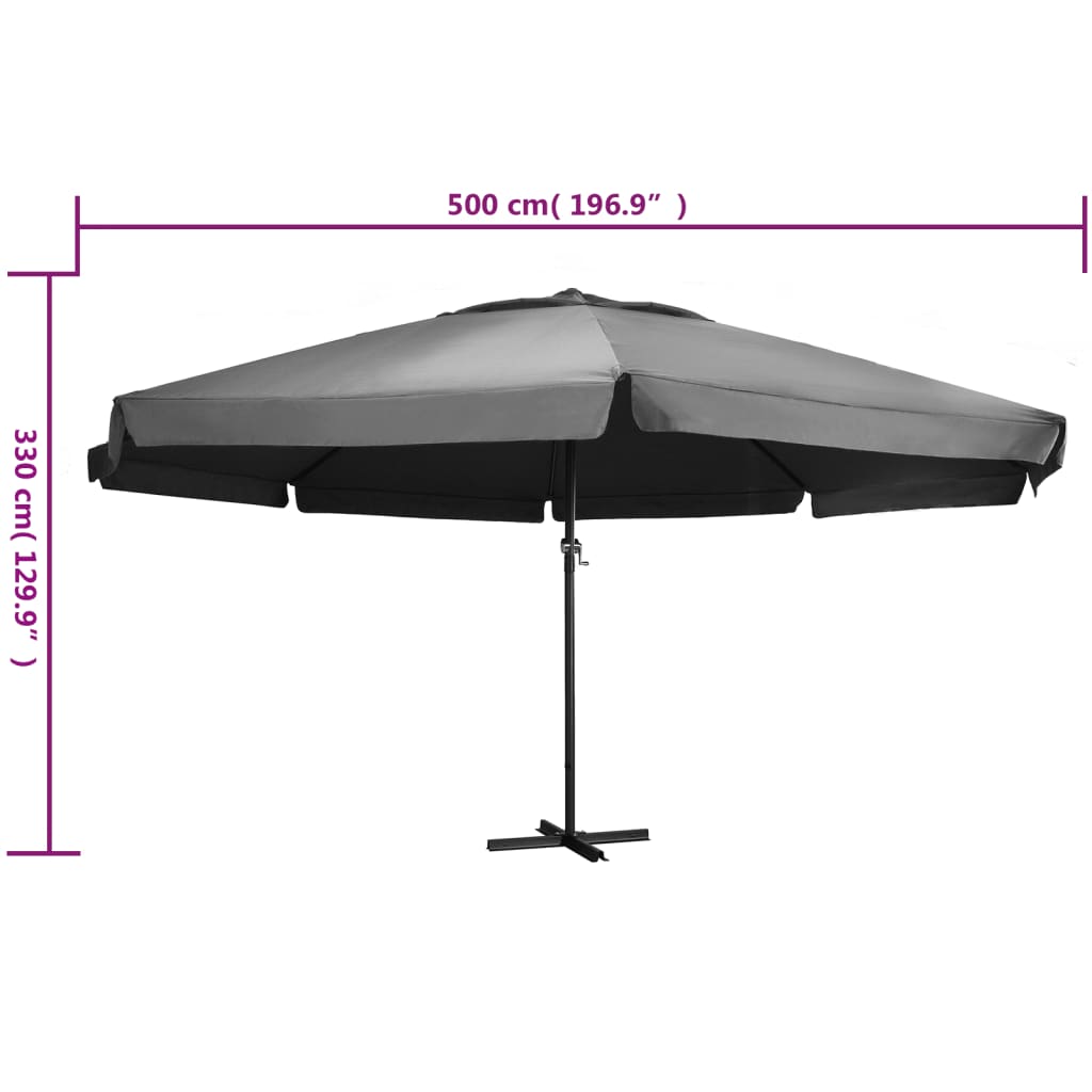 Parasol met aluminium paal 600 cm antracietkleurig - AllerleiShop