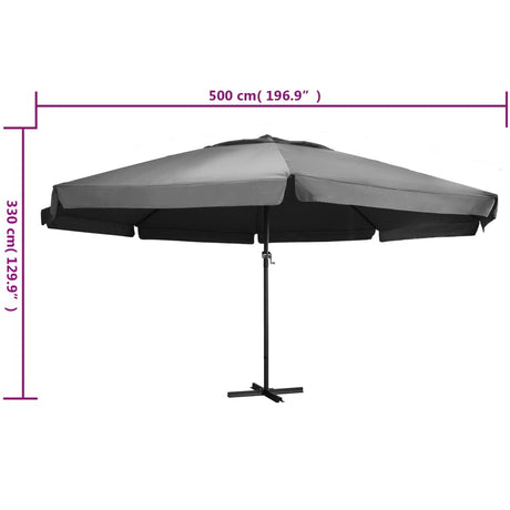 Parasol met aluminium paal 600 cm antracietkleurig - AllerleiShop