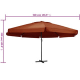 Parasol met aluminium paal 600 cm terracottakleurig - AllerleiShop