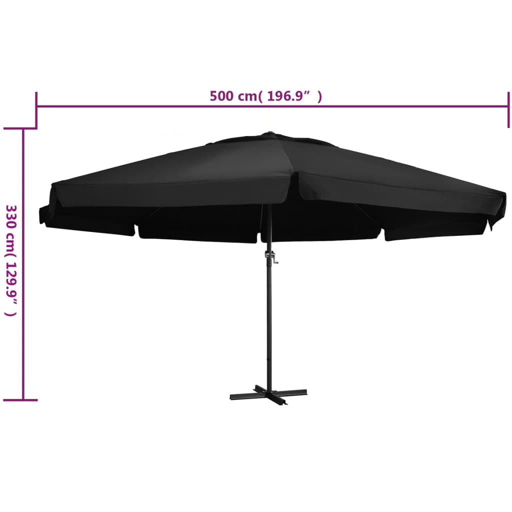 Parasol met aluminium paal 600 cm zwart - AllerleiShop