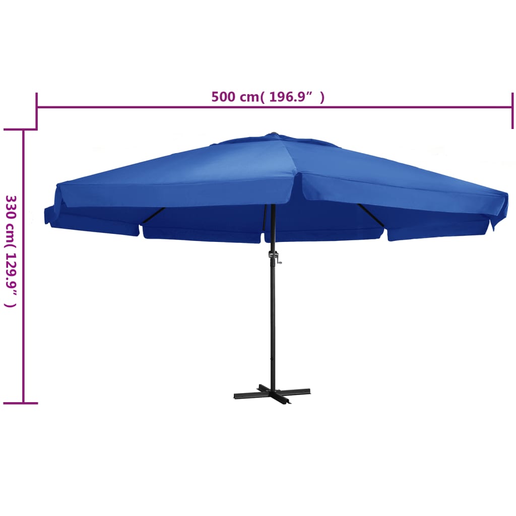 Parasol met aluminium paal 600 cm azuurblauw - AllerleiShop