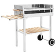 Trolleybarbecue met 2 schappen houtskool XXL roestvrij staal - AllerleiShop