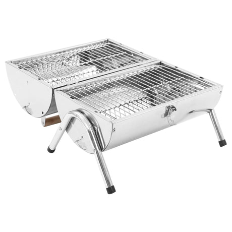 Tafelbarbecue houtskool dubbele roosters roestvrij staal - AllerleiShop