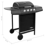 Gasbarbecue-grill met 4 branders zwart - AllerleiShop