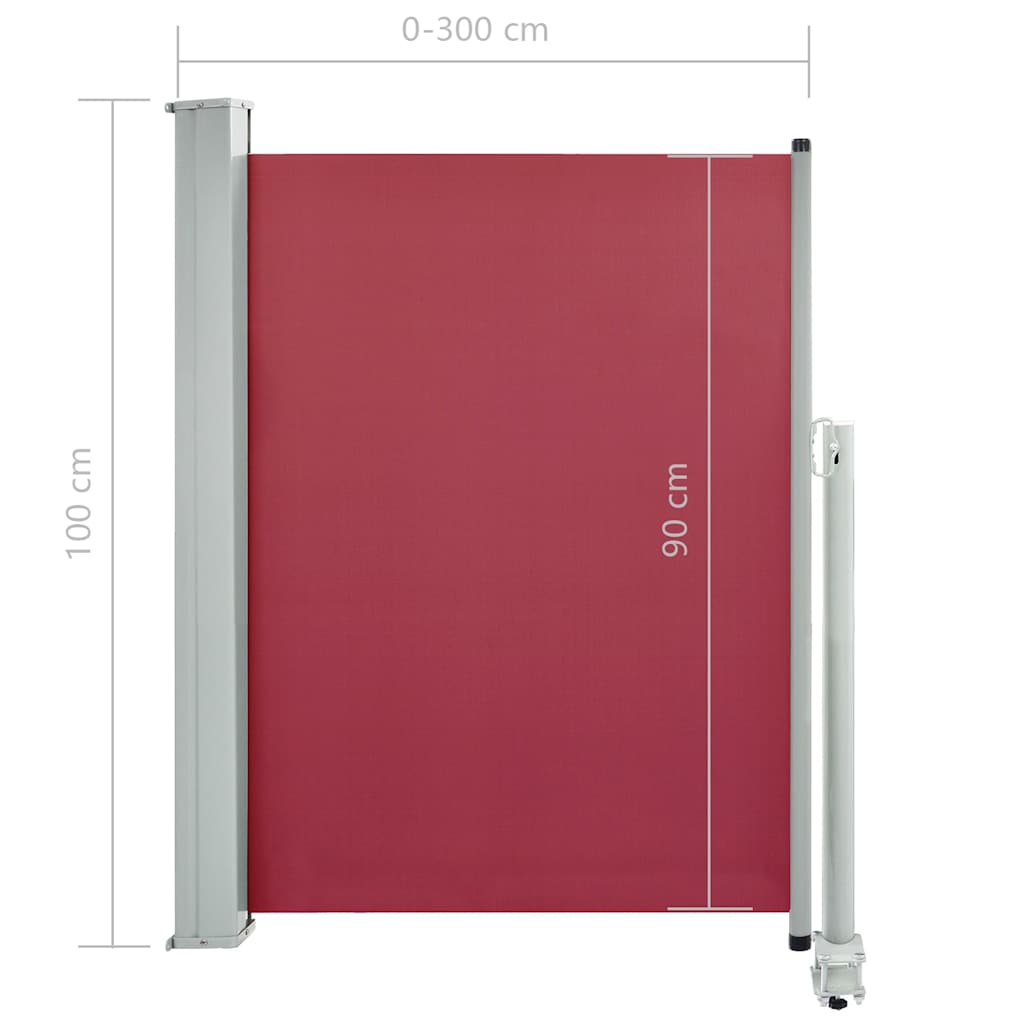Tuinscherm uittrekbaar 100x300 cm rood