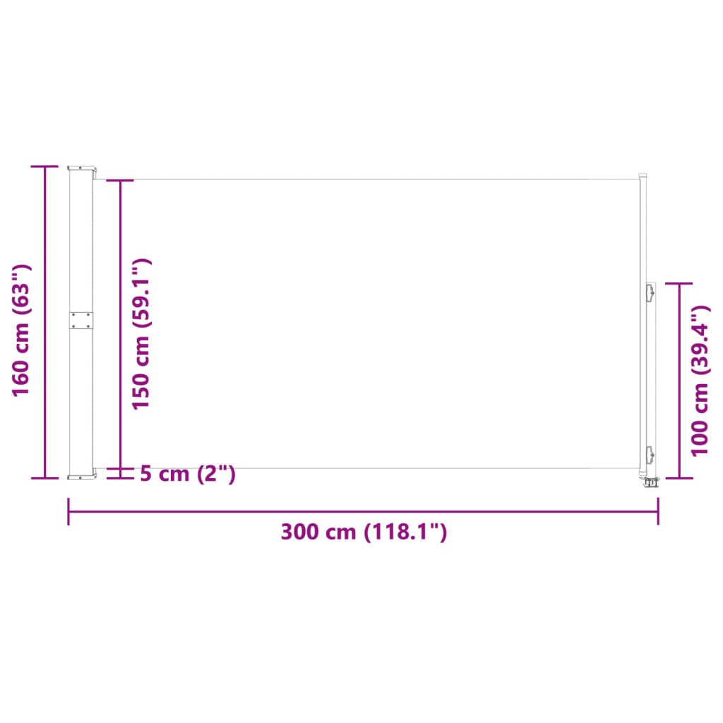 Tuinscherm uittrekbaar 160x300 cm blauw - AllerleiShop