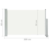 Tuinscherm uittrekbaar 60x300 cm crèmekleurig