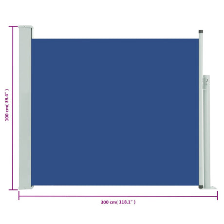 Tuinscherm uittrekbaar 100x300 cm blauw - AllerleiShop