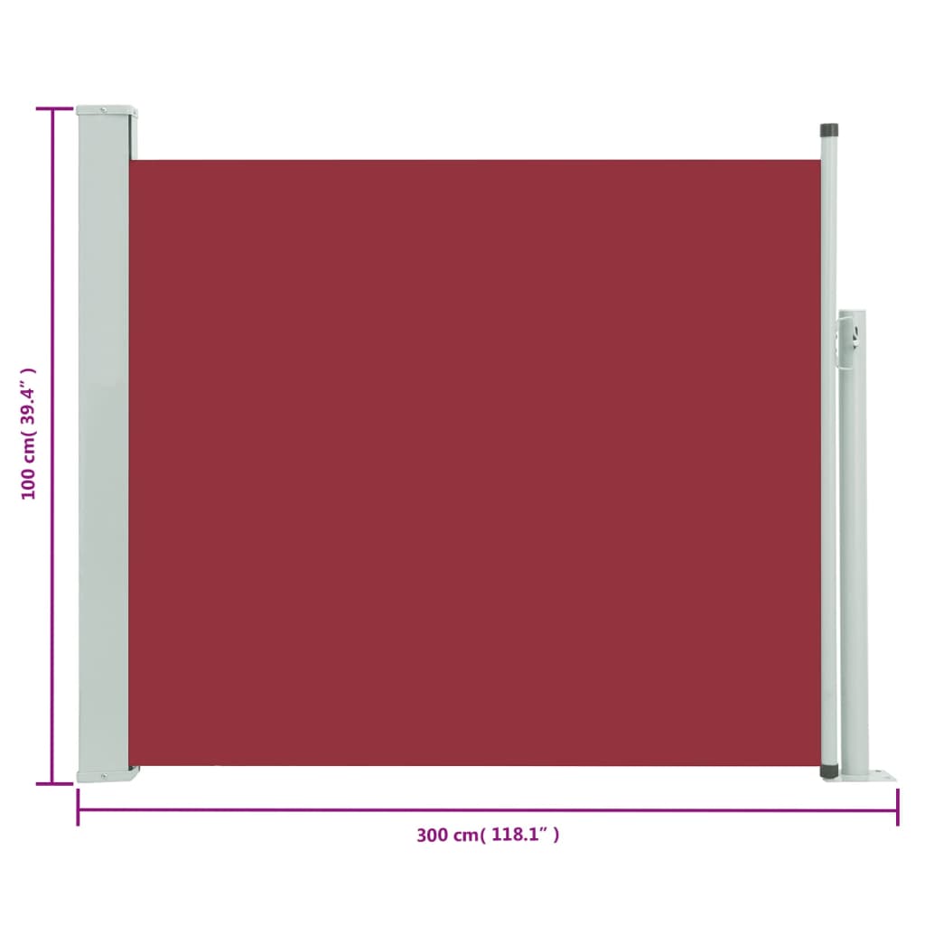 Tuinscherm uittrekbaar 100x300 cm rood - AllerleiShop