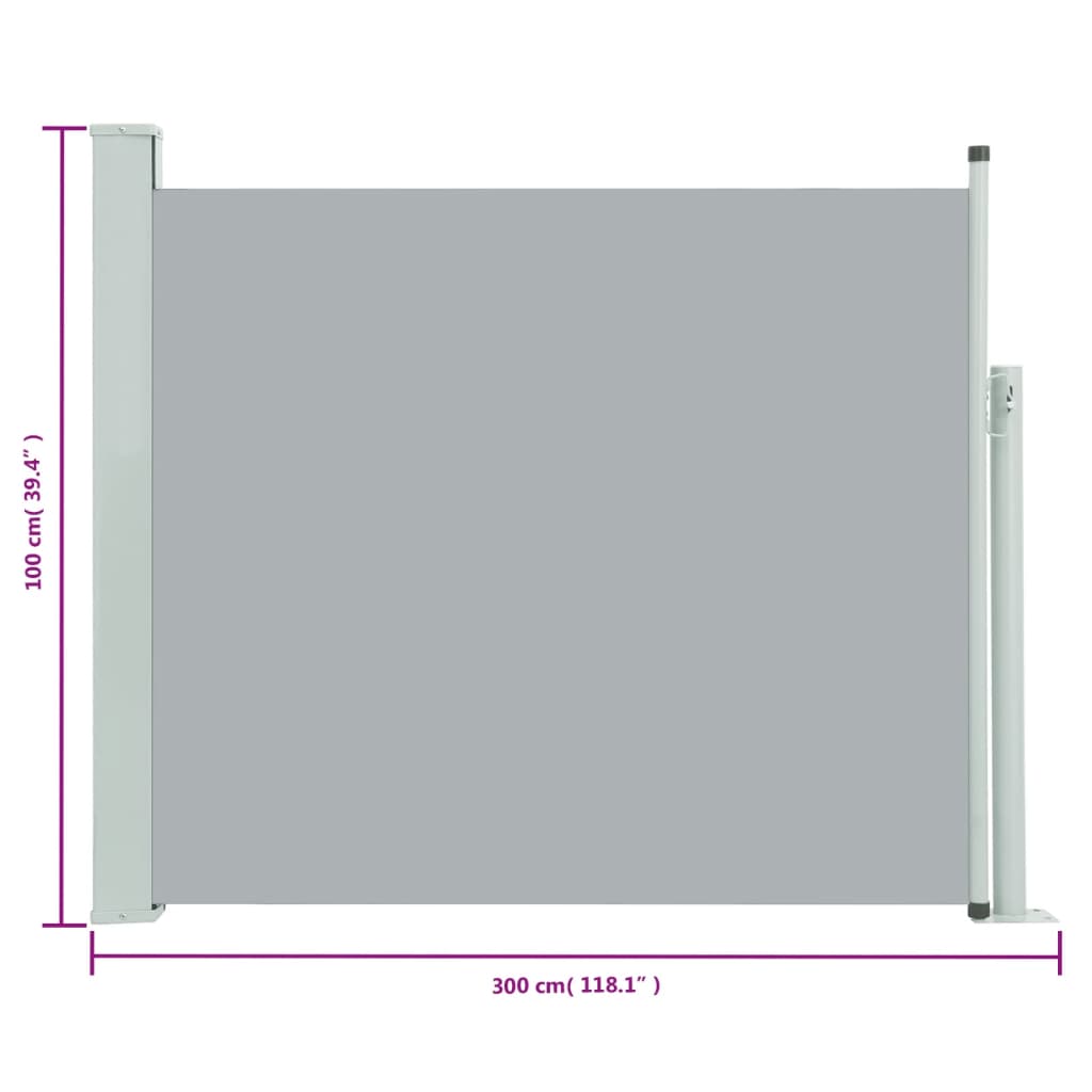 Tuinscherm uittrekbaar 100x300 cm grijs - AllerleiShop