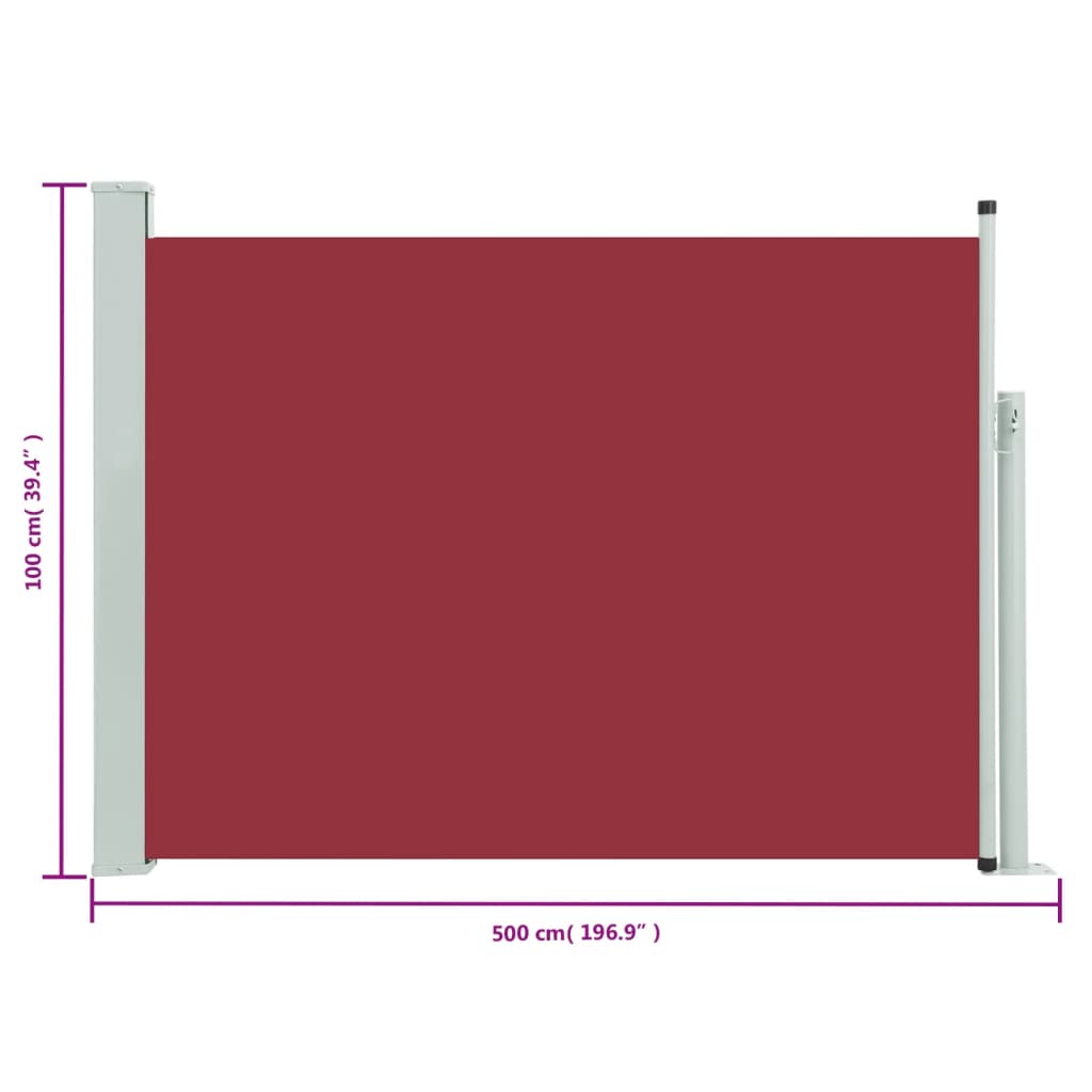 Tuinscherm uittrekbaar 100x500 cm rood - AllerleiShop