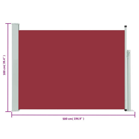 Tuinscherm uittrekbaar 100x500 cm rood - AllerleiShop